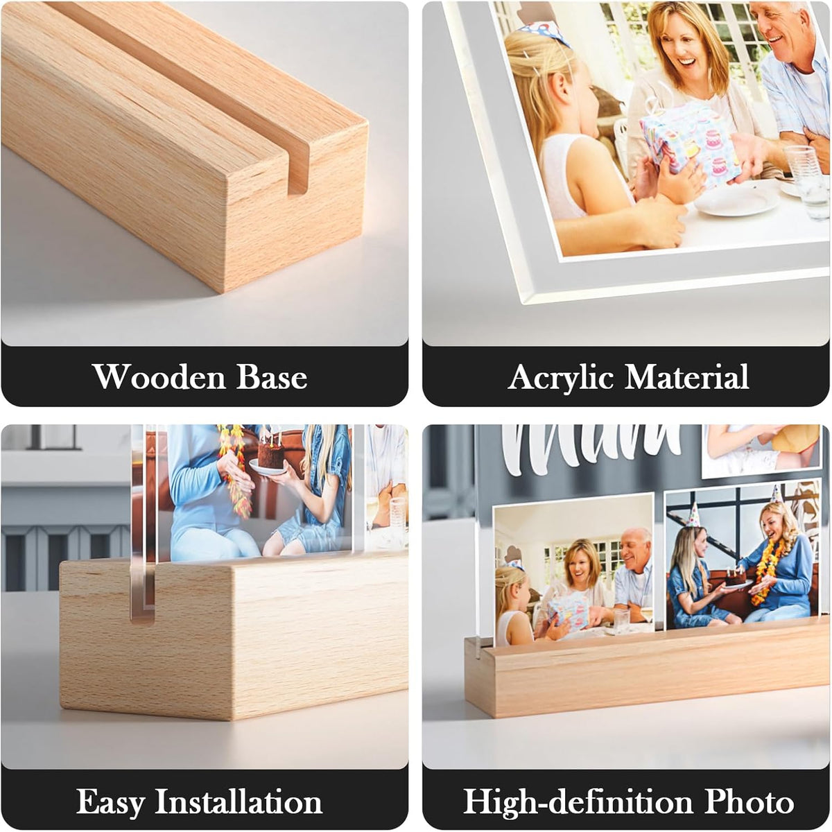 Jkolalin Custom Picture Frames with Photo, Custom Photo Frame with Night Light, Personalized Picture Frame, Personalized Anniversary Couple Gifts for Women Men Him Her Girlfriend Boyfriend Wife