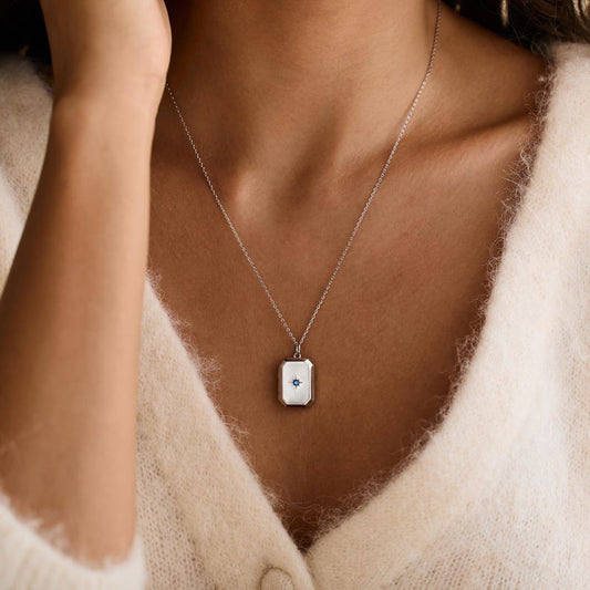 Custom Locket Necklace with Birthstone